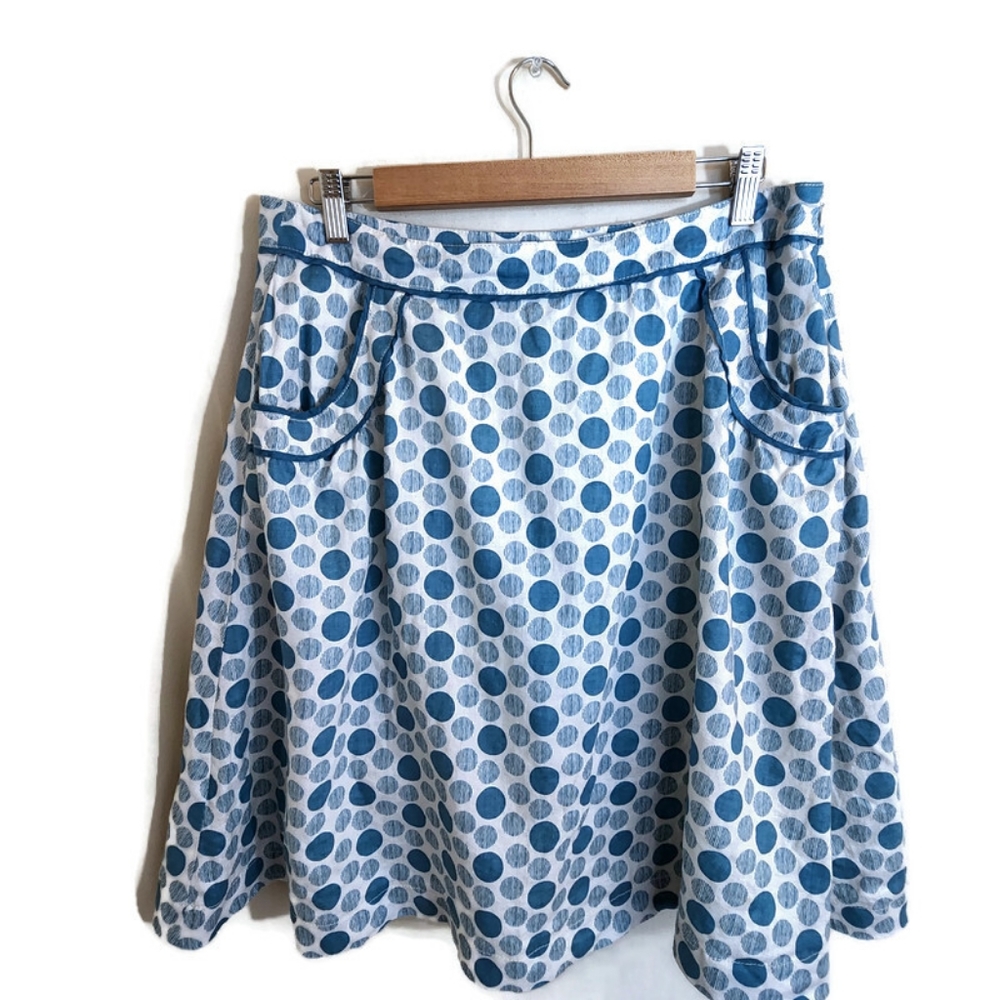 Boden Blue Dot Circle Skater Skirt